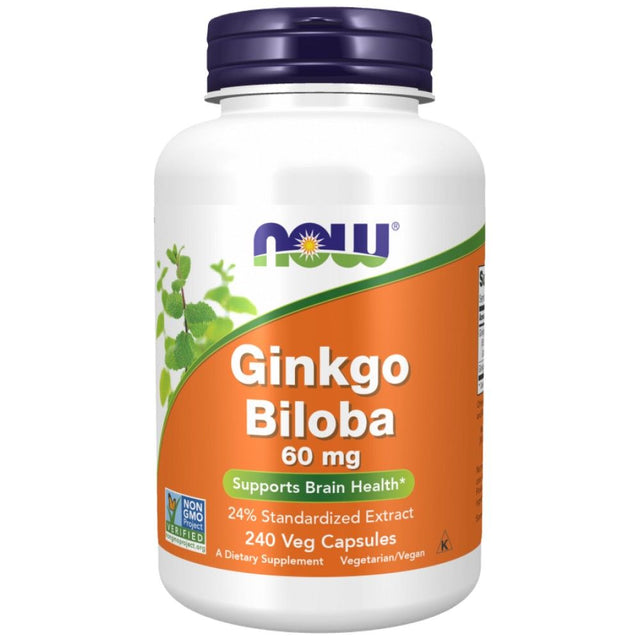 Ginkgo Biloba 60 mg - 240 капсули  NOW Foods - Nutra Best Bulgaria