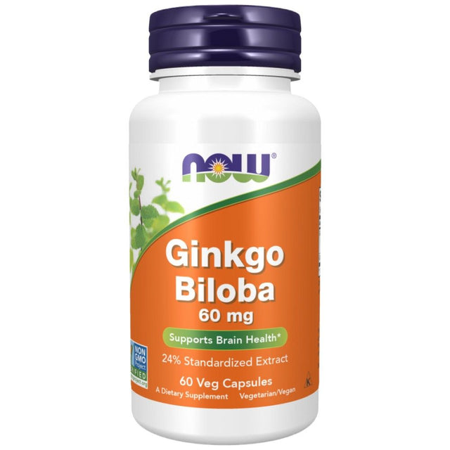Ginkgo Biloba 60 mg - 60 капсули  NOW Foods - Nutra Best Bulgaria