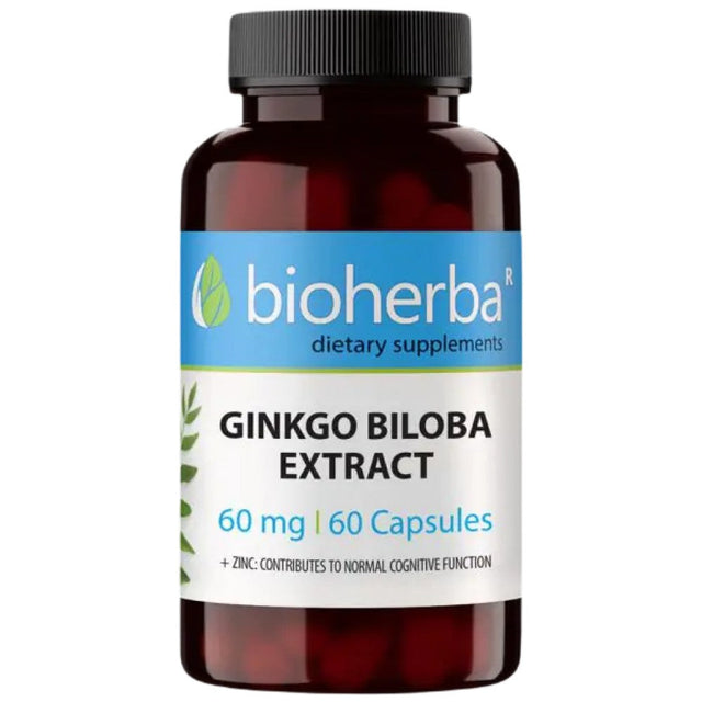 Ginkgo Biloba Extract 60 mg - 60 капсули  Bioherba - Nutra Best Bulgaria