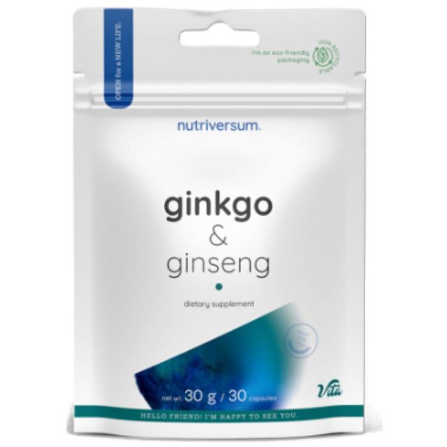 Ginkgo + Ginseng | Ginkgo Biloba 250 mg + Siberian Ginseng 400 mg - 30 капсули  Nutriversum - Nutra Best Bulgaria