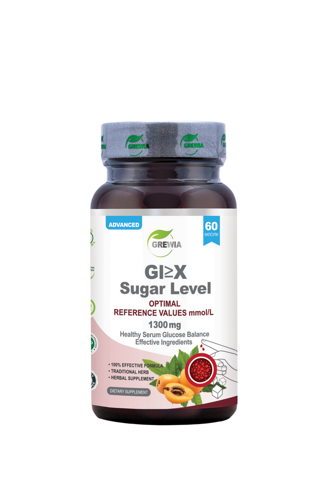 Gl≥X Sugar Level Herbal Extracts And Plant Co-factors - 1300 mg Daily Dose, 60 Caps.  Grewia - Nutra Best Bulgaria