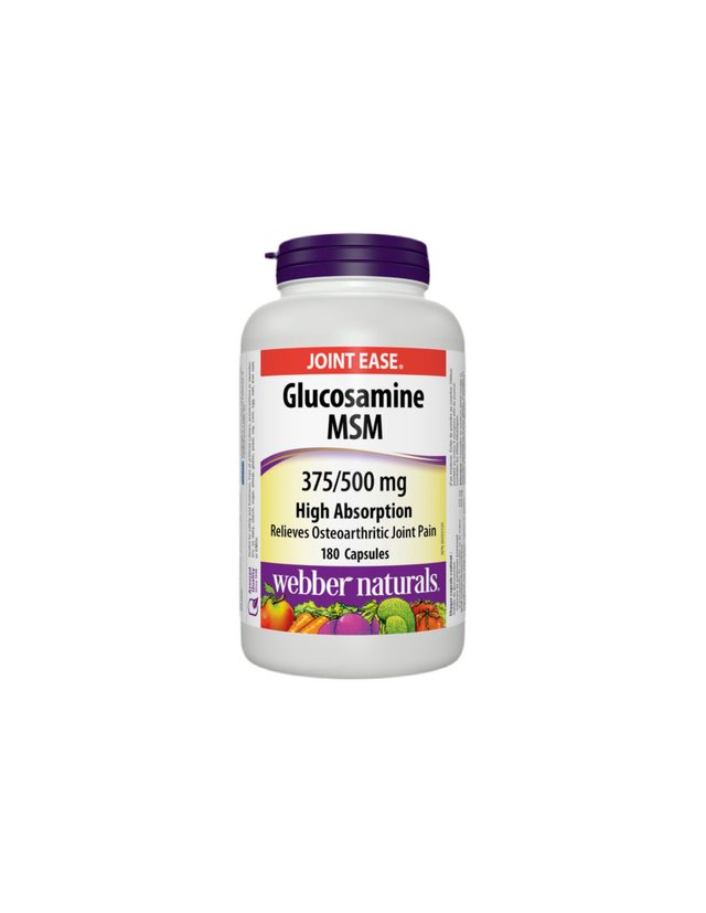 Glucosamine MSM - Глюкозамин 375 mg + МСМ 500 mg – Здрави стави, 180 капсули  Webber Naturals - Nutra Best Bulgaria
