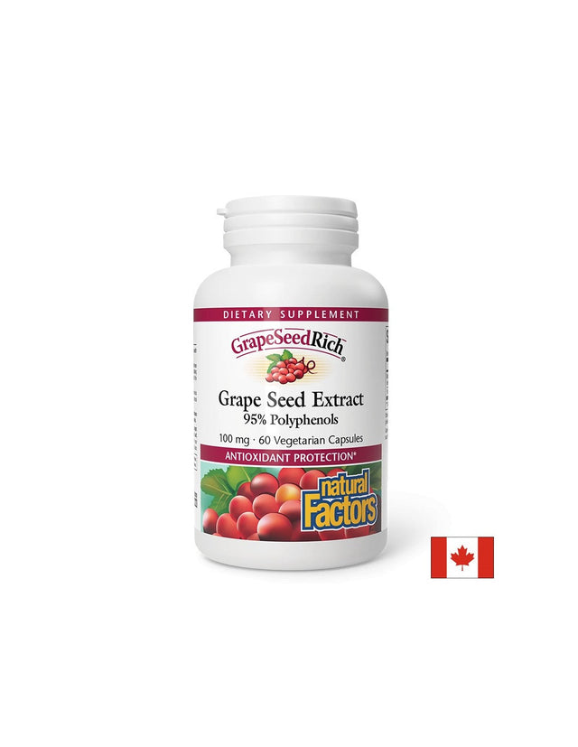 GrapeSeedRich | Grape Seed Extract 100 mg - 60 капсули  Natural Factors - Nutra Best Bulgaria
