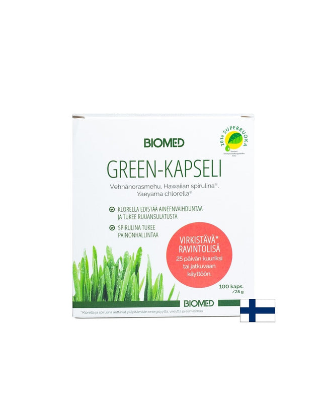 Пшенична трева, Хлорела, Спирулина - Green-kapseli, 100 капсули  Biomed - Nutra Best Bulgaria