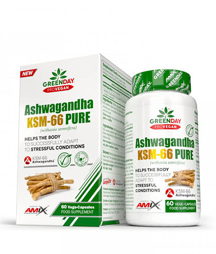GreenDay ProVegan Ashwagandha KSM-66 Pure / 60 Vcaps  AMIX - Nutra Best Bulgaria