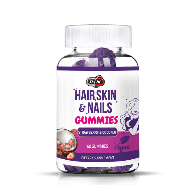 HAIR, SKIN & NAILS GUMMIES - STRAWBERRY & COCONUT - 60 GUMMIES  Pure Nutrition - Nutra Best Bulgaria