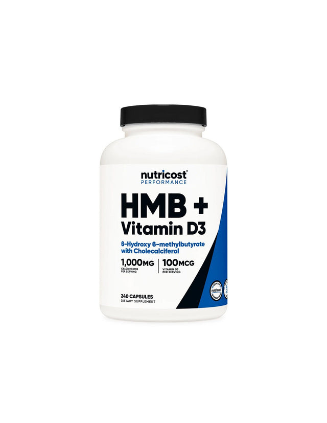 Грижа за костите, ставите и мускулите - HMB + Витамин D3, 240 капсули  Nutricost - Nutra Best Bulgaria
