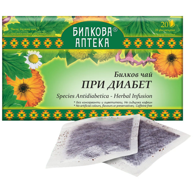 Herbal Tea Diabetes - 20 x 30 грама  Bioherba - Nutra Best Bulgaria
