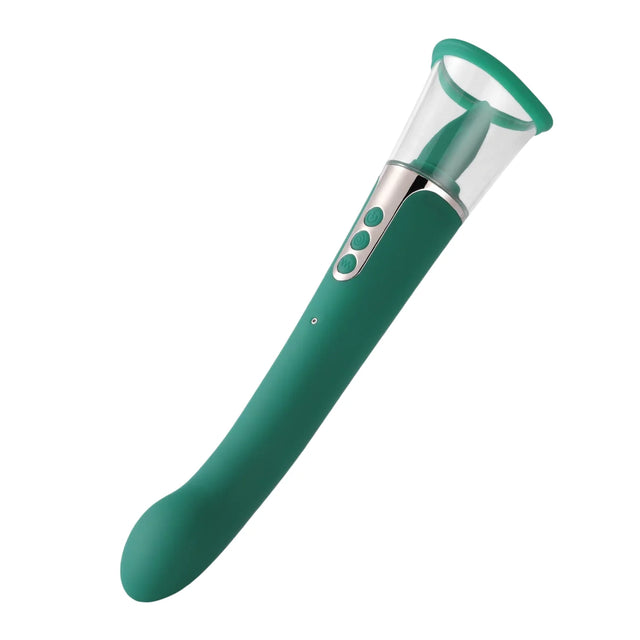 Honey Play Box, Angel, Clit Suckers, G Spot Vibrator & Clit Licking Tongue 3-In-1, 9 Vibrating + 9 Licking + 3 Sucking Modes, USB Rechargeable, Silicone+ABS, 18.00 × 13.00 × 6.50 cm, Pine Green  Honey Play Box - Nutra Best Bulgaria