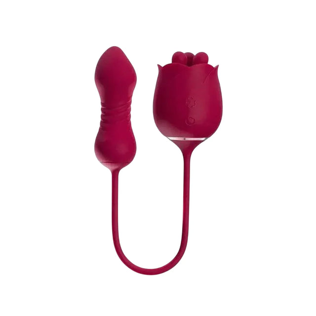 Honey Play Box, Rosa, Rotating Rose Toy & Thrusting Vibrator 2-In-1, 9 Thrusting Patterns & 9 Rotation Patterns Modes, Rose, USB Rechargeable, Silicone+ABS, 39.29 × 5.51 × 9.40 cm, Red  Honey Play Box - Nutra Best Bulgaria