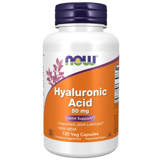 Hyaluronic Acid 50 mg | with MSM - 120 капсули  NOW Foods - Nutra Best Bulgaria
