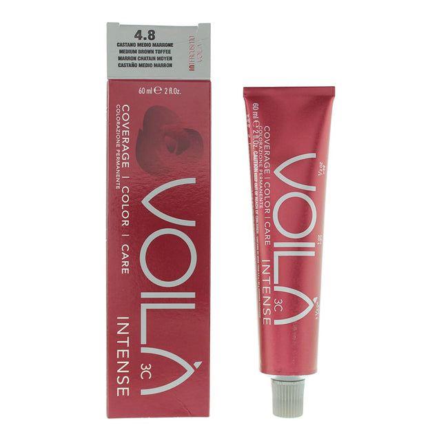 Intercosmo, Voila 3C Intense, Aqua, Permanent Hair Dye, 4.8 Medium Brown Toffee, 60 ml  Intercosmo - Nutra Best Bulgaria