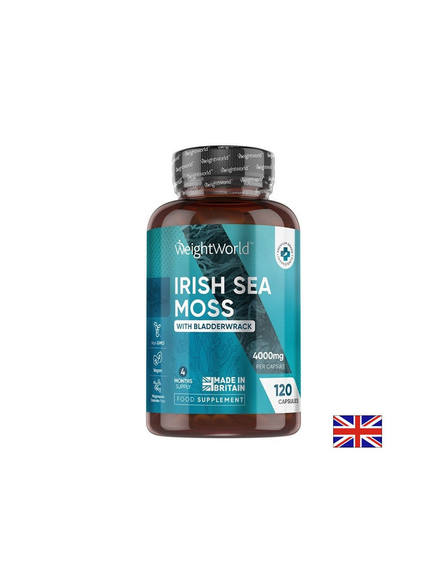 Irish sea moss 4000 mg + Фукус (кафяви водорасли) 639 mg – Детокс, храносмилане и метаболитен баланс, 120 капсули  WeightWorld - Nutra Best Bulgaria