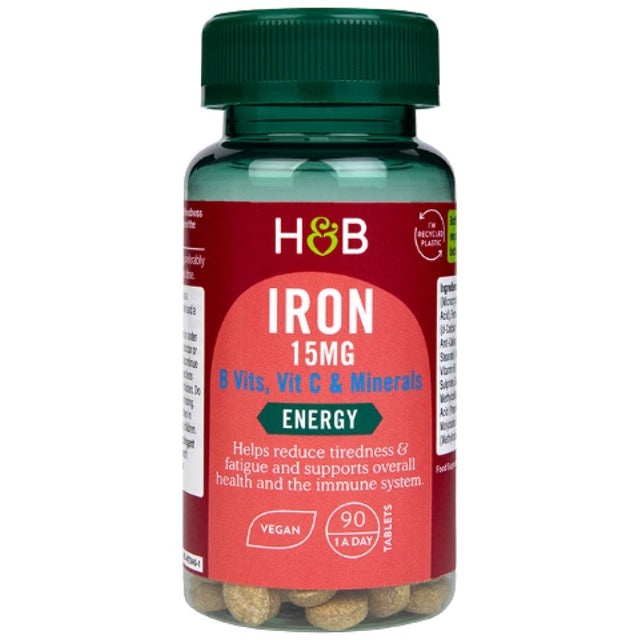 Желязо (Iron) 15 mg с витамини и минерали 90 таблетки, H&B  Holland & Barrett - Nutra Best Bulgaria