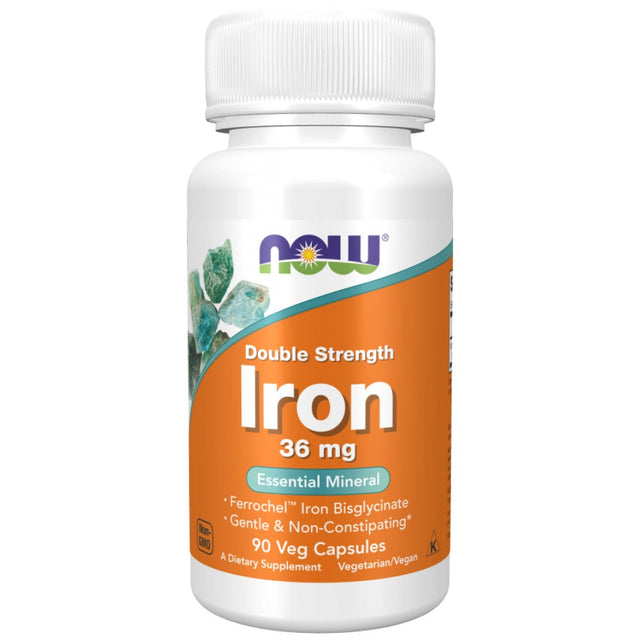 Iron 36 mg / Double Strength / Ferrochel Iron Bisglycinate - 90 капсули  NOW Foods - Nutra Best Bulgaria