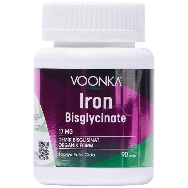 Iron Bisglycinate 17 mg - 90 Таблетки  Voonka - Nutra Best Bulgaria