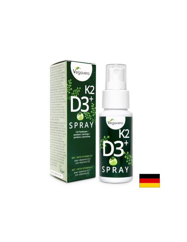 K2 + D3 Spray/ Витамин К2 + D3/ Орален спрей, 25 ml, 125 дози, 100% Vegan  Vegavero - Nutra Best Bulgaria