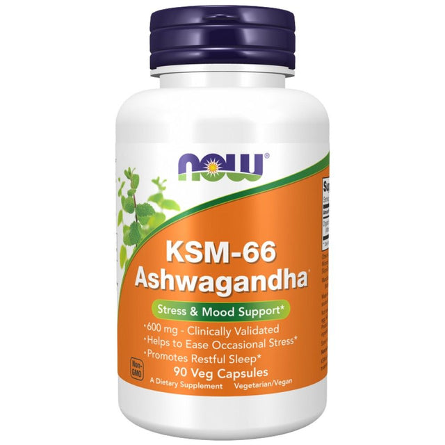 KSM-66 Ashwagandha® 600 mg - 90 капсули  NOW Foods - Nutra Best Bulgaria