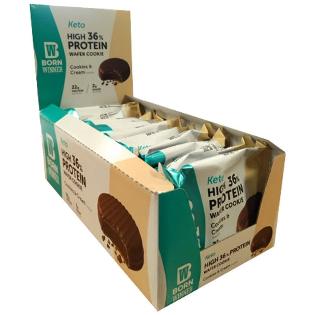Keto 36% High Protein Wafer Cookie - 12 x 60 грама  Born Winner - Nutra Best Bulgaria