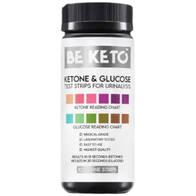 Ketone & Glucose Test Strips - 100 бр.  BeKeto™ - Nutra Best Bulgaria