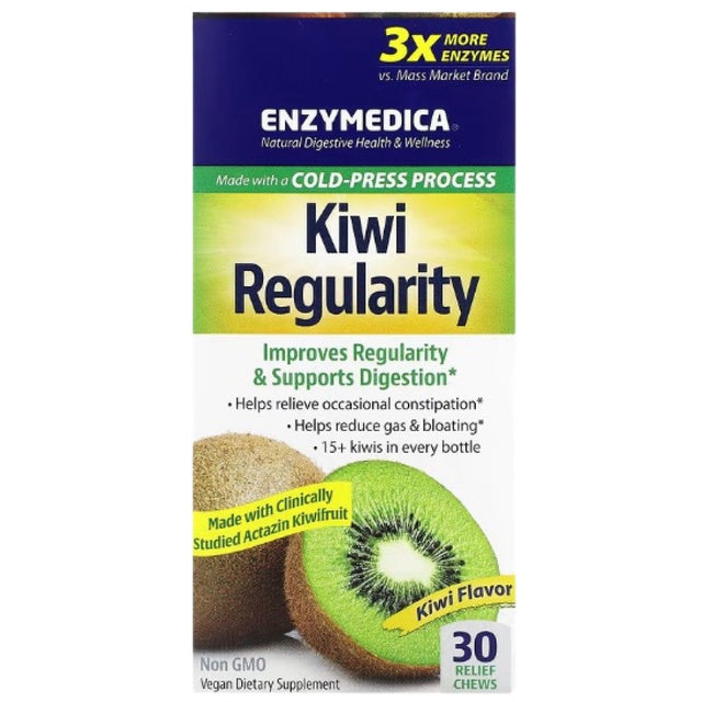 Kiwi Regularity - 30 Дъвчащи таблетки  Enzymedica - Nutra Best Bulgaria