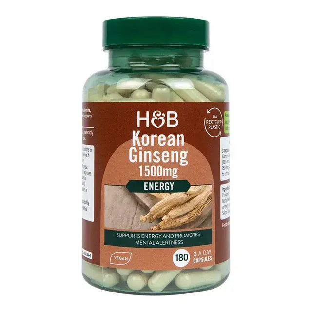 Корейски женшен (Korean Ginseng) 500мг 180 капсули HOLLAND & BARRETT - Nutra Best
