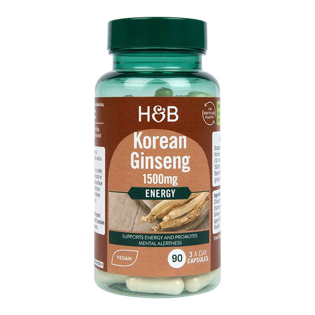 Корейски женшен (Korean Ginseng) 500мг 90 капсули, H&B  Holland & Barrett - Nutra Best Bulgaria
