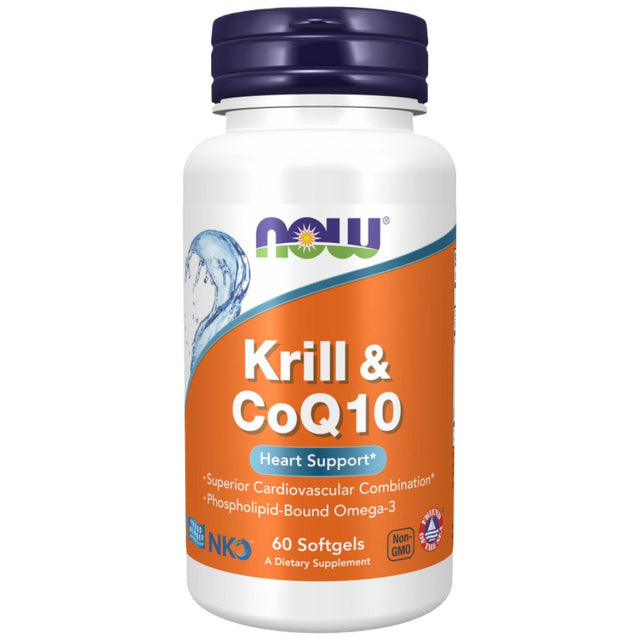 Krill & CoQ10 | Superior Cardiovascular Combination - 60 Гел капсули  NOW Foods - Nutra Best Bulgaria