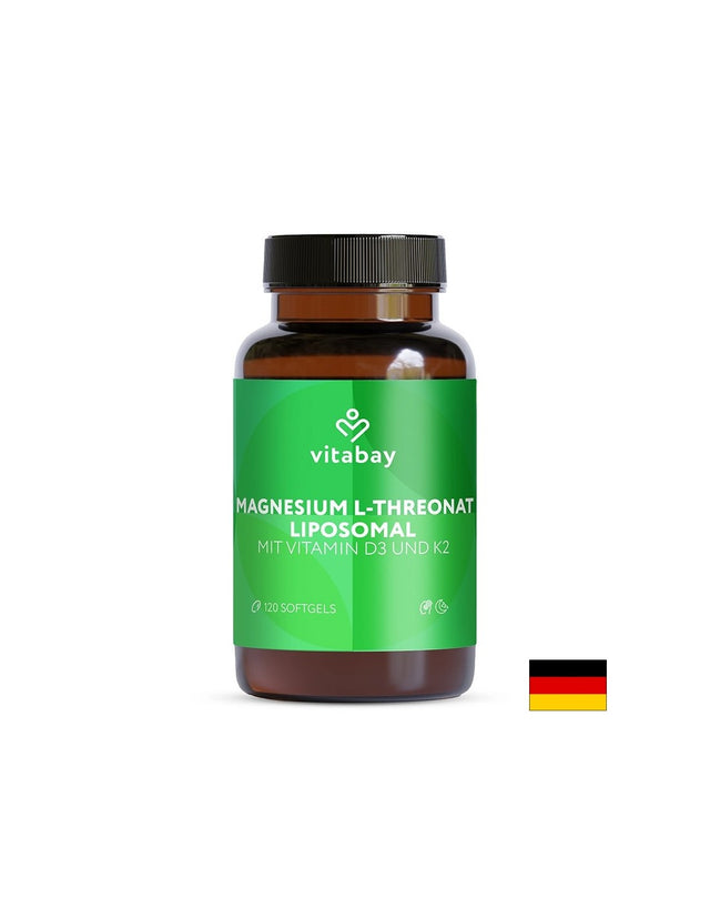 Магнезий L-Треонат, липозомен, 2000 mg + Витамин D3 и K2 – Здрави кости, зъби и мускули, 120 софтгел капсули - Nutra Best