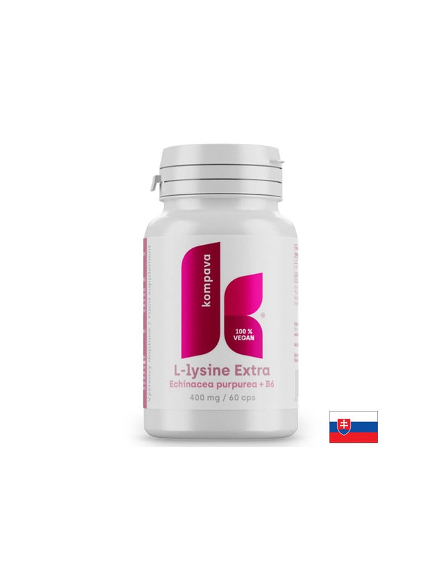 L-лизин 350 mg + Ехинацея 40 mg + Витамин B6 10 mg – Подкрепа при херпес зостер и чести инфекции, 60 дневни дози, 60 капсули  Kompava - Nutra Best Bulgaria