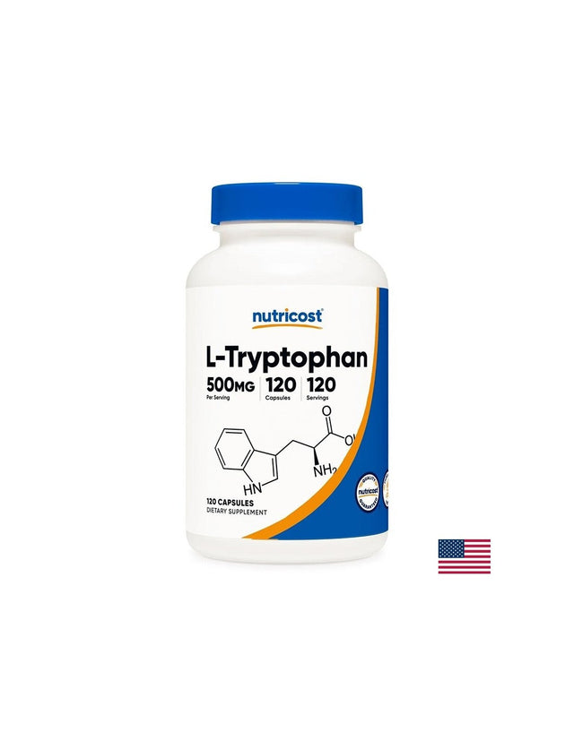 Стрес и безсъние - L-Триптофан, 500 mg х 120 капсули  Nutricost - Nutra Best Bulgaria