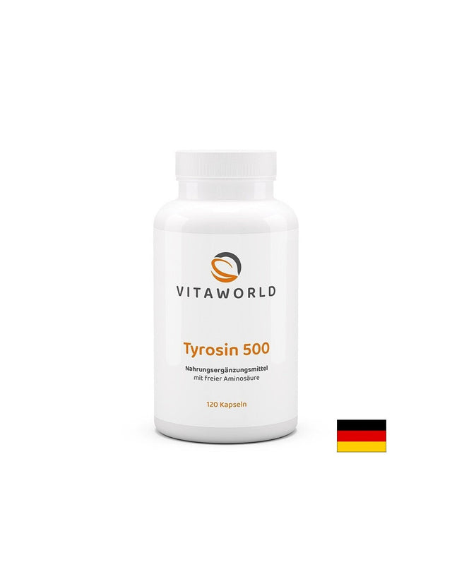 L-Тирозин – За синтеза на тиреоидни хормони и концентрация, 500 mg, 120 капсули  Vita World - Nutra Best Bulgaria