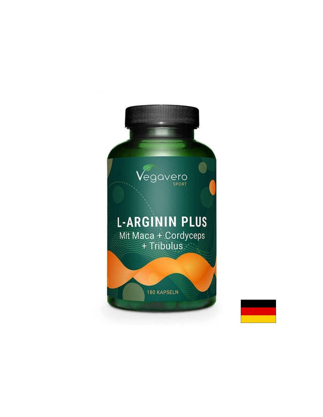 Л-Аргинин Плюс Мака, Кордицепс и Трибулус -  L-Arginin Plus (mit Maca, Cordyceps, Tribulus), 180 капсули  Vegavero - Nutra Best Bulgaria