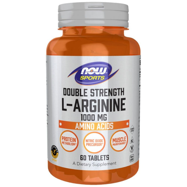 L-Arginine 1000 mg / Double Strength - 60 Таблетки  NOW Foods - Nutra Best Bulgaria
