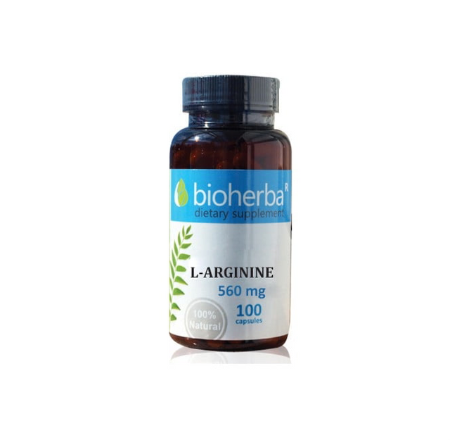 L-Arginine 560 mg - 100 капсули  Bioherba - Nutra Best Bulgaria