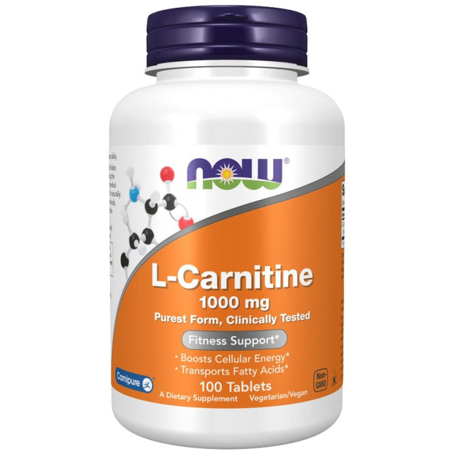 L-Carnitine 1000 mg | Carnipure® - 100 Таблетки  NOW Foods - Nutra Best Bulgaria