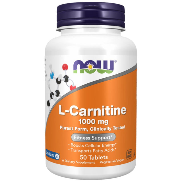 L-Carnitine 1000 mg | Carnipure® - 50 Таблетки  NOW Foods - Nutra Best Bulgaria