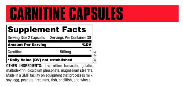 L-Carnitine Capsules 60 капсули  Universal Nutrition - Nutra Best Bulgaria