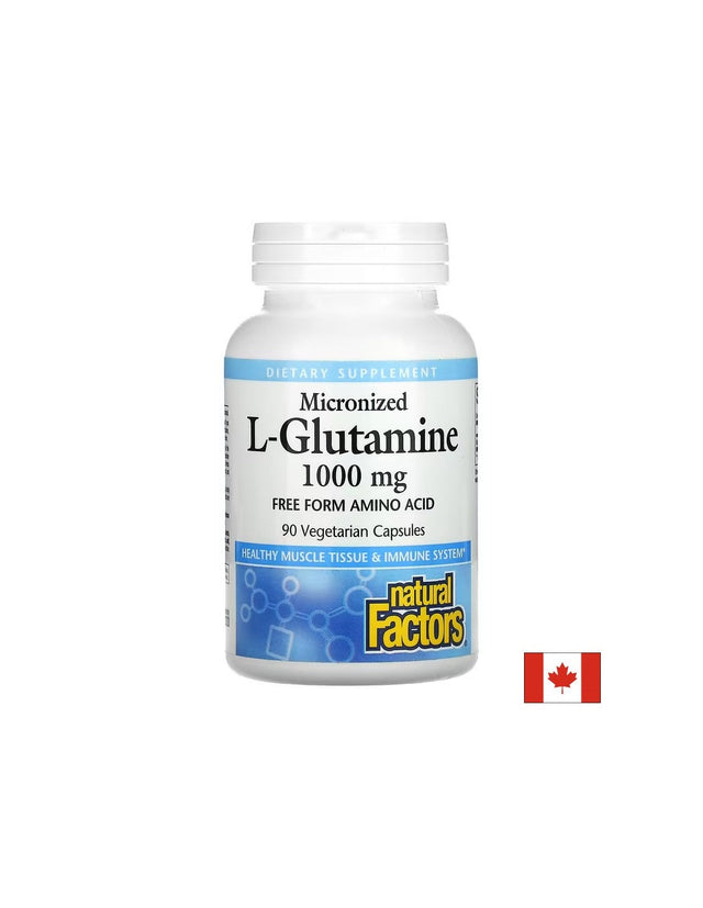 L-Glutamine 1000 mg | Micronized - 90 капсули  Natural Factors - Nutra Best Bulgaria