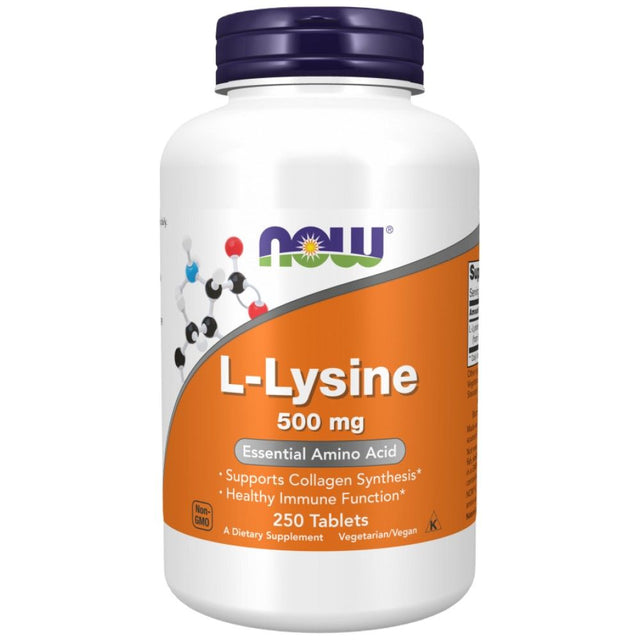 L-Lysine 500 mg - 250 Таблетки  NOW Foods - Nutra Best Bulgaria