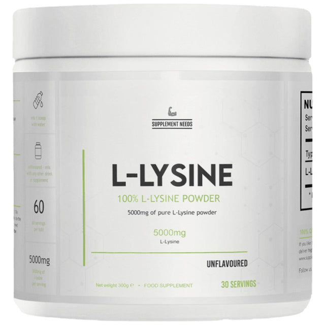 L-Lysine Powder - 300 грама  Supplement Needs - Nutra Best Bulgaria