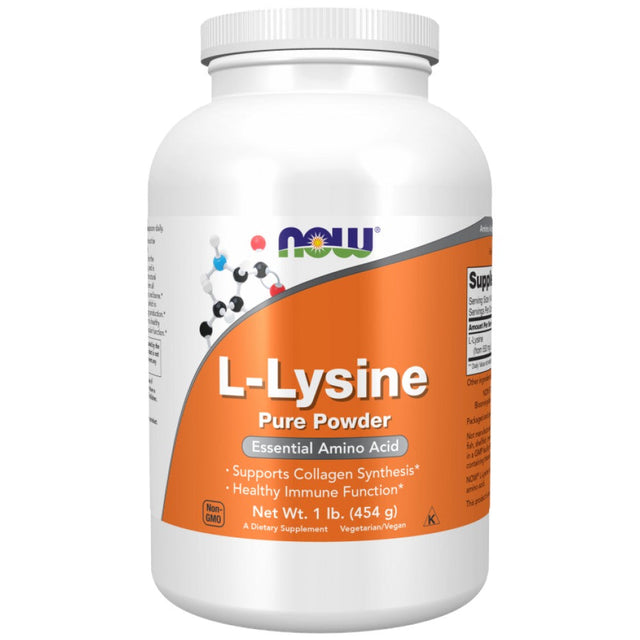 L-Lysine Powder - 454 грама  NOW Foods - Nutra Best Bulgaria