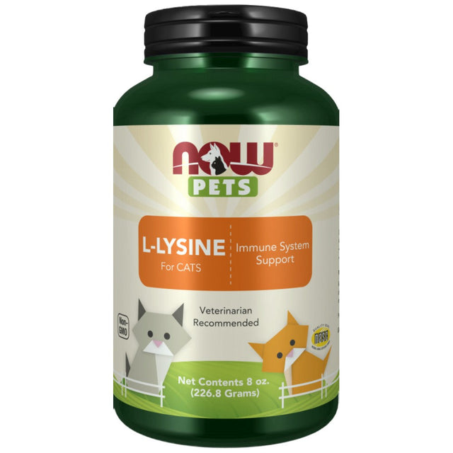 L-Lysine Powder | for Cats - 226.8 грама  NOW Foods - Nutra Best Bulgaria