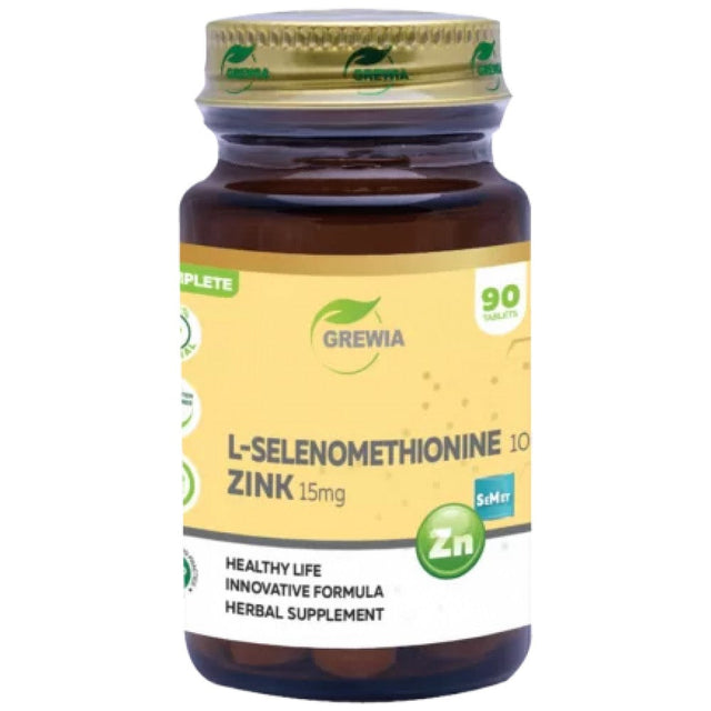 L-Selenomethionine 100 mcg + Zink 15 mg - 90 Таблетки  Grewia - Nutra Best Bulgaria