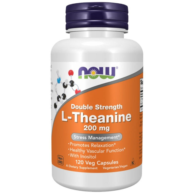 L-Theanine 200 mg / Double Strength - 120 капсули  NOW Foods - Nutra Best Bulgaria