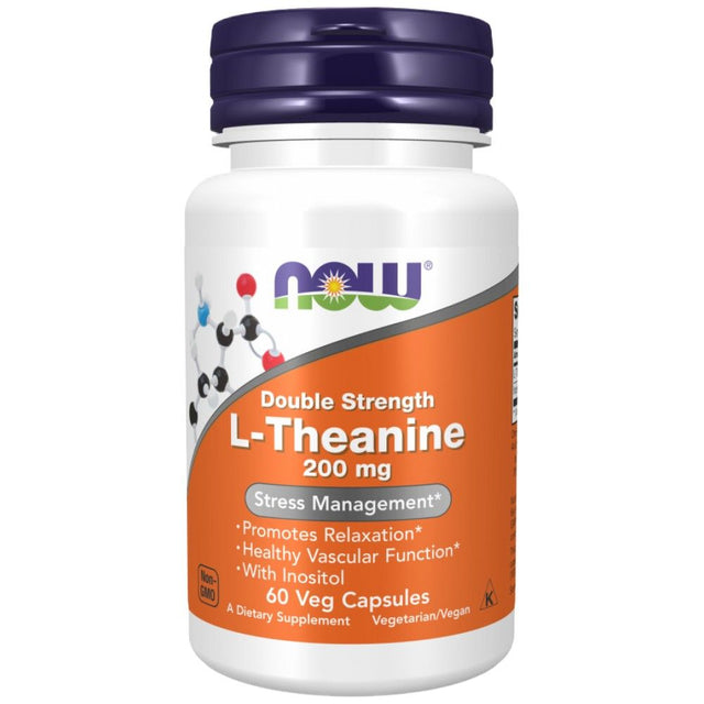 L-Theanine 200 mg / Double Strength - 60 капсули  NOW Foods - Nutra Best Bulgaria