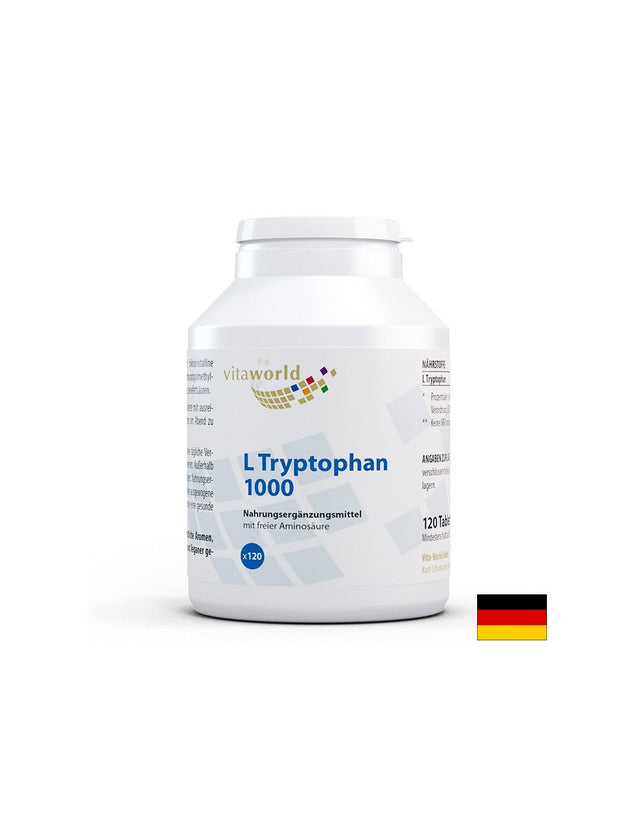 Стрес и безсъние - Л-Триптофан (L-Tryptophan), 1000 mg x 120 таблетки  Vita World - Nutra Best Bulgaria