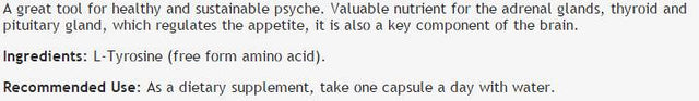 L-Tyrosine 450 mg - 100 капсули  Bioherba - Nutra Best Bulgaria
