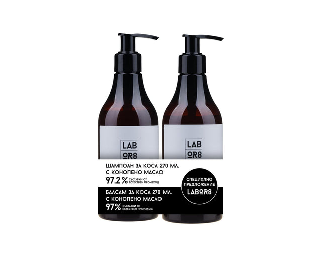 LABOR8 Hemp Hair Shampoo 270 ml + Conditioner 270 ml  LABOR8 - Nutra Best Bulgaria