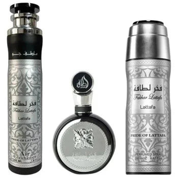 Lattafa Perfumes - Fakhar Lattafa Black Dárková sada EDP 100 ml, deospray 200 ml a bytová vůně 300 ml -  Lattafa Perfumes - Nutra Best Bulgaria